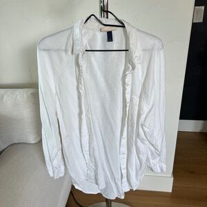 Universal Thread Women’s M Linen Button-Up Shirt | White Lightweight Casual Top